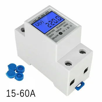 

DDM15SD 5-80A 220V LCD Digital Single Phase Energy Watt KWh Meter DIN Rail Mount Red LED Energy Pulse Signal