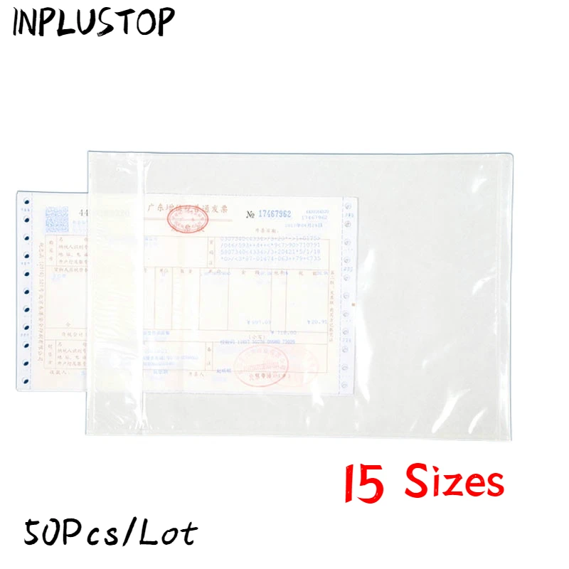 Sac à dos transparent en plastique pour facture unique, format papier, autocollants d'emballage, sac de courrier, enveloppes postales, 50 pièces/lot