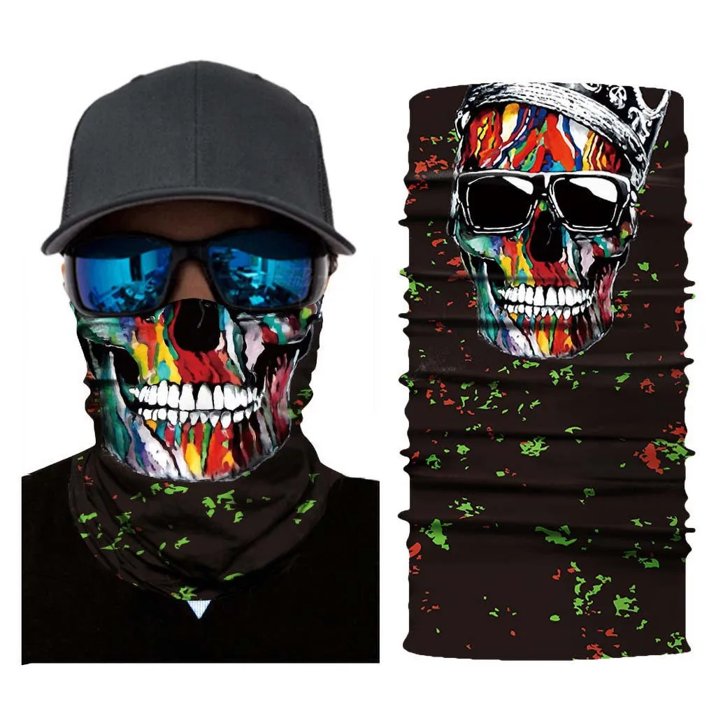 

3D Halloween Skull Seamless Magic Neck Gaiter Neutral Outdoor Head Scarf Neck Windproof Face Mask Sun protection Headband #40