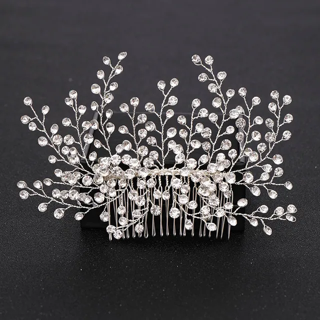 Silver Color Pearl Crystal Wedding Hair Combs Hair Accessories for Bridal Flower Headpiece Women Bride Hair ornaments Jewelry Silver