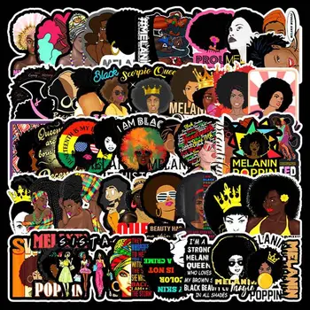 

50PCS Inspirational Black Girl Melanin Poppin Sticker for DIY Laptop Phone Guitar Suitcase Luggage Skateboard Decals Stickers