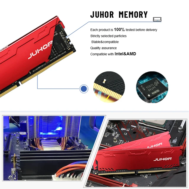 JUHOR Ram DDR3 1600MHz 8GB 16GB DDR4 8GB 16GB 2666MHz 3000MHz 3200MHz Desktop Memory Dimm High speed Memoria Ram 6