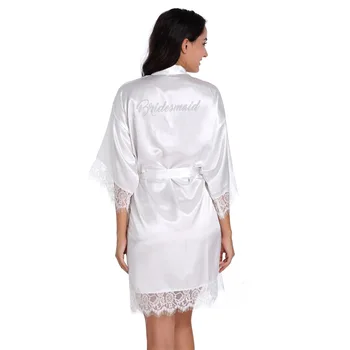 

Hot diamond Bridesmaid summer comfortable ice silk cardigan Nightgown luxury noble Bridesmaid lace morning gown