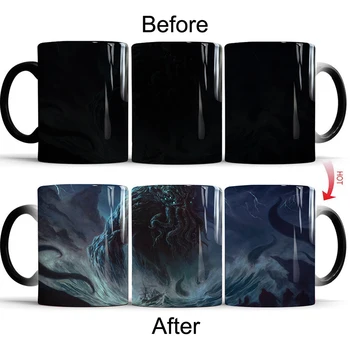 

1Pcs New 350ml Creative Cthulhu Coffee Mug Milk Cup Heat Sensitive Color Changing Ceramic Magic Mug Gift for Friends Children