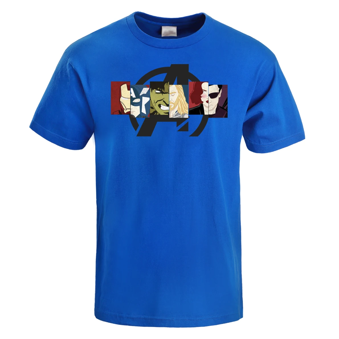 

Avengers Superheroes T Shirt Men 2019 Summer 100% Cotton T-Shirt Camisa Masculina Iron Man Captain America Thor Hulk Tshirt