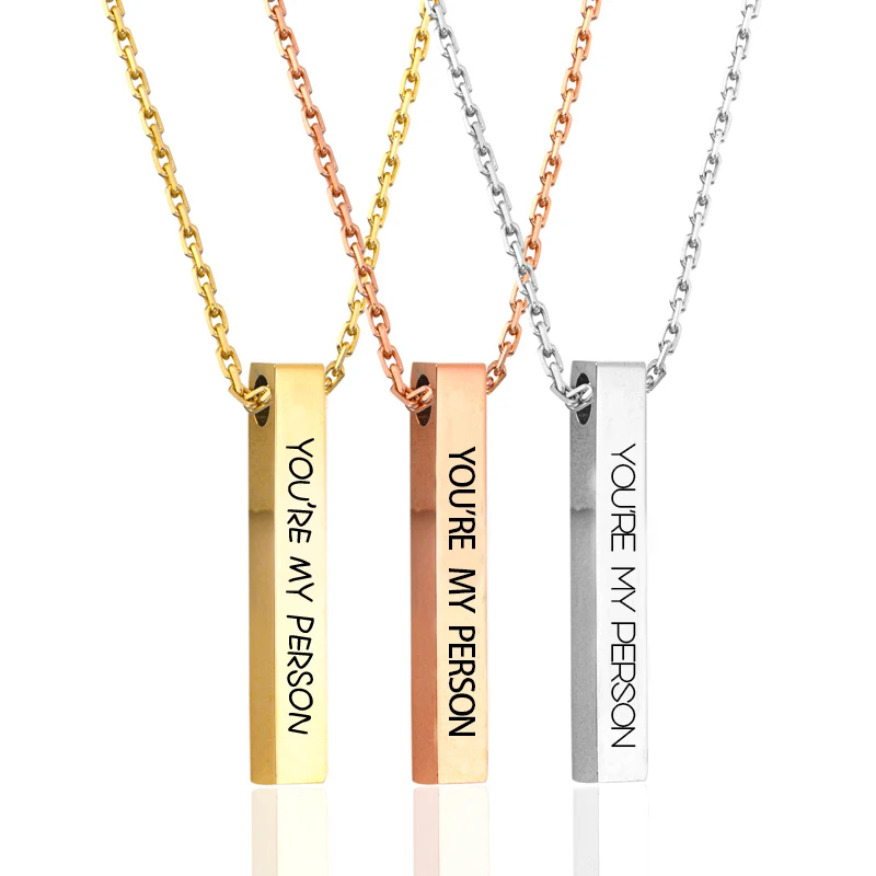 

High Quality Men Necklace Stainless Steel Custom Lettering Necklace Personalize Woeds You Are My Person Best Gift Name Jewelry
