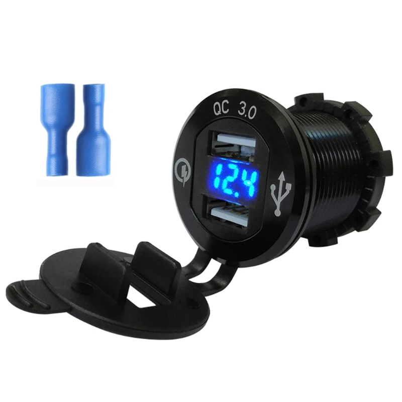 Алюминий 12V 24V QC 3 0 мотоцикл Разветвитель Прикуривателя Зарядное устройство