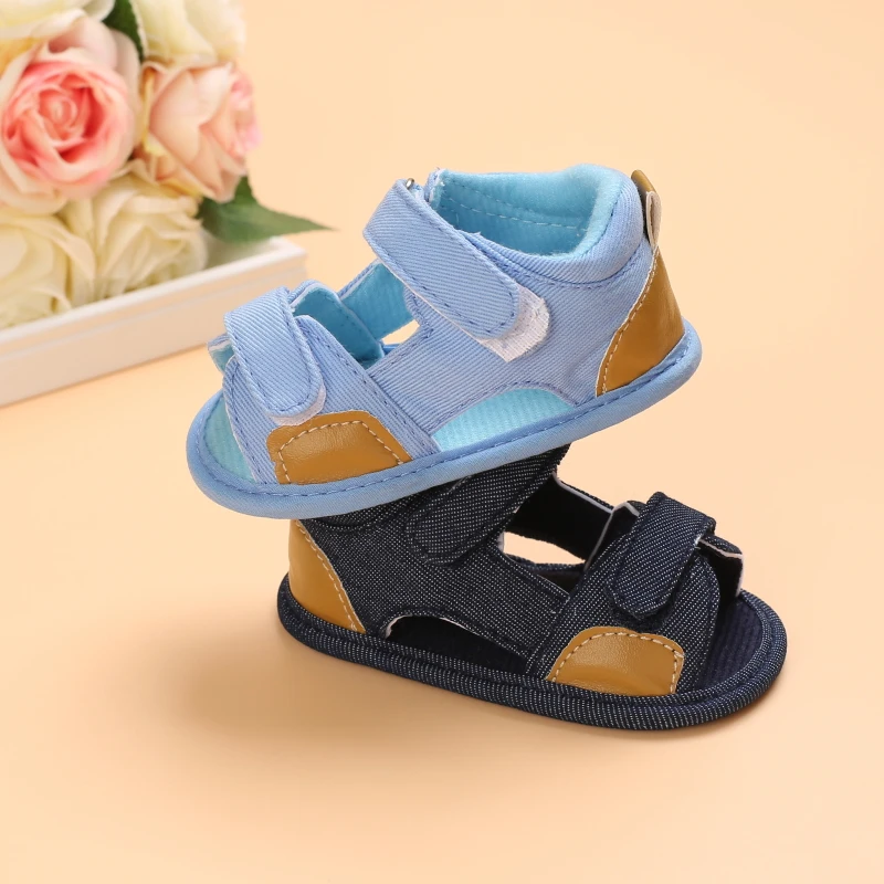 2021 NEW 0-18Months Kids Newborn Baby Boys Fashion Summer Soft Crib Shoes First Walker Anti Slip Sandals Shoes Soft Sole