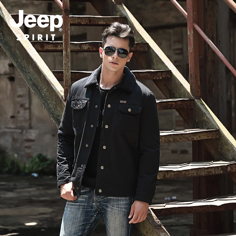 JEEP SPIRIT/Высококачественная зимняя куртка для мужчин, Толстая теплая шерстяная ветровка с подкладкой, зимнее пальто для мужчин, плюс размер, M-4XL, Брендовая верхняя одежда для мужчин