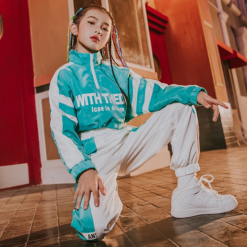 Костюм для джазовых танцев в Корейском стиле для девочек Детский комплект для танцев в стиле хип-хоп, детская одежда для сценического представления костюмы с барабаном, DL4646