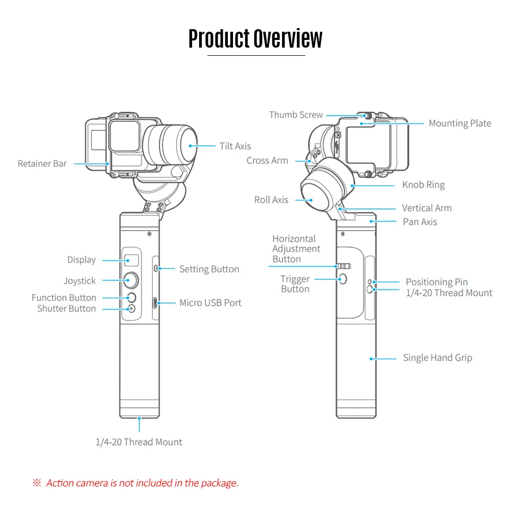 FeiyuTech Feiyu G6 3-осевой переносной карданный стабилизатор для Gopro Hero 6 5 4 RX0 для спортивной экшн-камеры Xiaomi yi 4k Wi-Fi, Bluetooth Портативный монопод с шарнирным замком