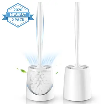 

OUNONA 2PCS Toilet Brushs With Holder Good Grip Toilet Bowl Cleaner Brush Set for Lavotary Bathroom White