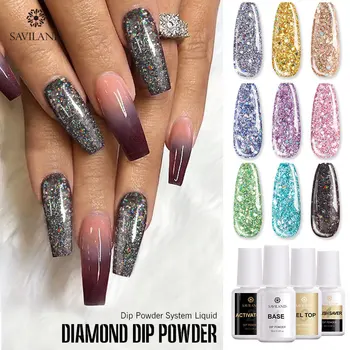

SAVILAND Dip Powder Set Nail Decoration Acrylic Nail Powder Make Up Nails Glitter Builder Nail Art Powder Tools