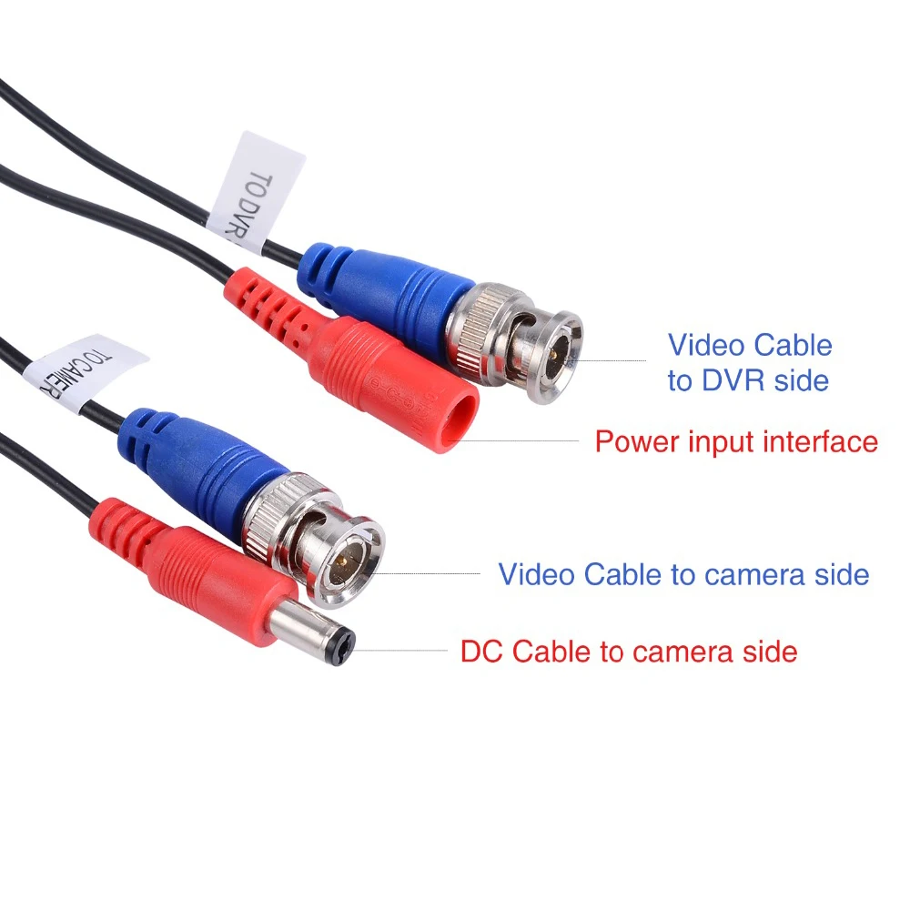  2PCS 50M 164 Feet BNC Video Power Cable For CCTV Camera DVR Security System 1 to 4 Port Power Split - 4.00023E+12