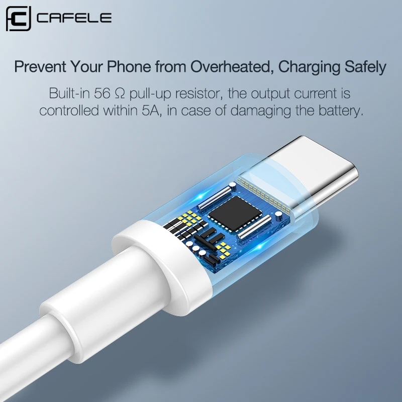 Cafele 1 м USB C кабель 5A type C кабель для huawei mate 20 супер быстрая зарядка TPE кабель для передачи данных usb type C для samsung