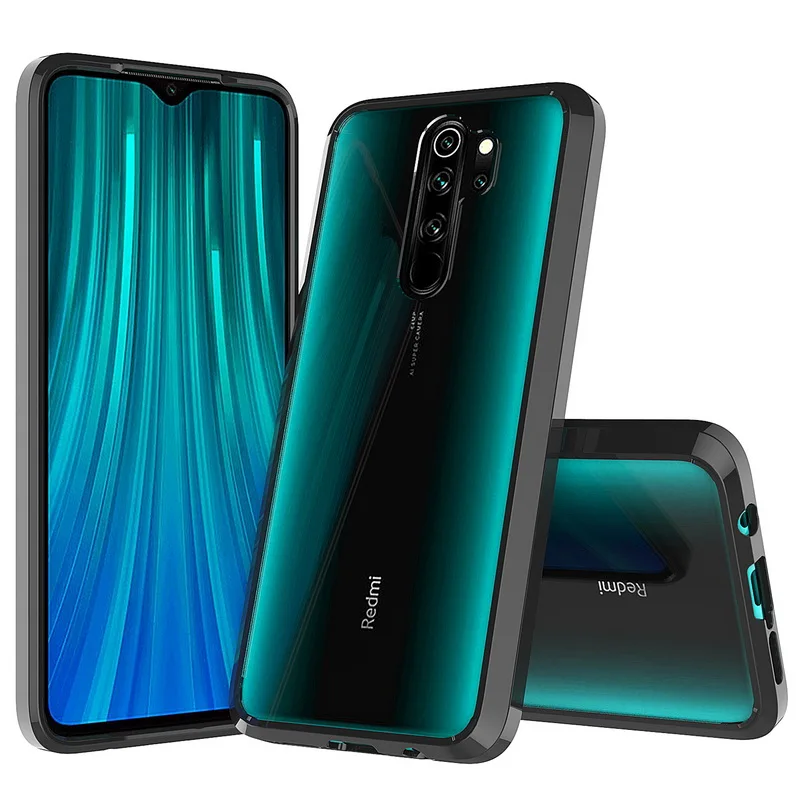 black Для Xiaomi Redmi Note 8 Pro Чехол 6,53 ''Кристальный Гибридный Бампер прозрачная твердая акриловая задняя крышка для Redmi Note8 Pro 8Pro чехол для телефона s - Цвет: black