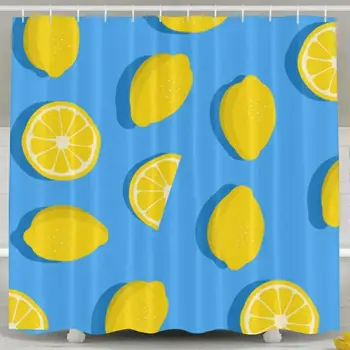 

Shower Curtain,Lemons Background Seamless Pattern with Fresh Design Polyester Waterproof Fabric with 12 Rust Proof Hooks,60 X 72