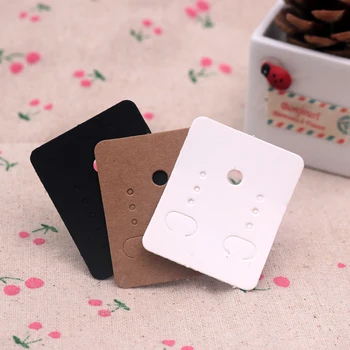 

50pcs 3.8*4.8 Kraft Paper Earring Packaging Card Jewelry Holder Earring Stud Hanging Card Earring Packing Card Accessories