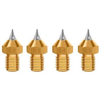 

4Pcs New Arrivals V5 V6 Brass Nozzle M6 Threaded 0.2/0.3/0.4/0.5mm Removable Stainless Steel Tips for 1.75mm Filamnet