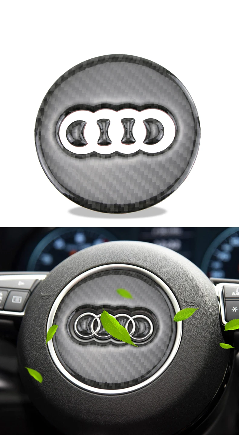 Для Audi A1 A3 A5 A4 A6 A7 A8 S3 S4 S5 S6 S7 Q3 Q5 Q7 TT углеродного волокна рулевого колеса автомобиля декоративное кольцо стикером лого в виде наклейки на автомобиль