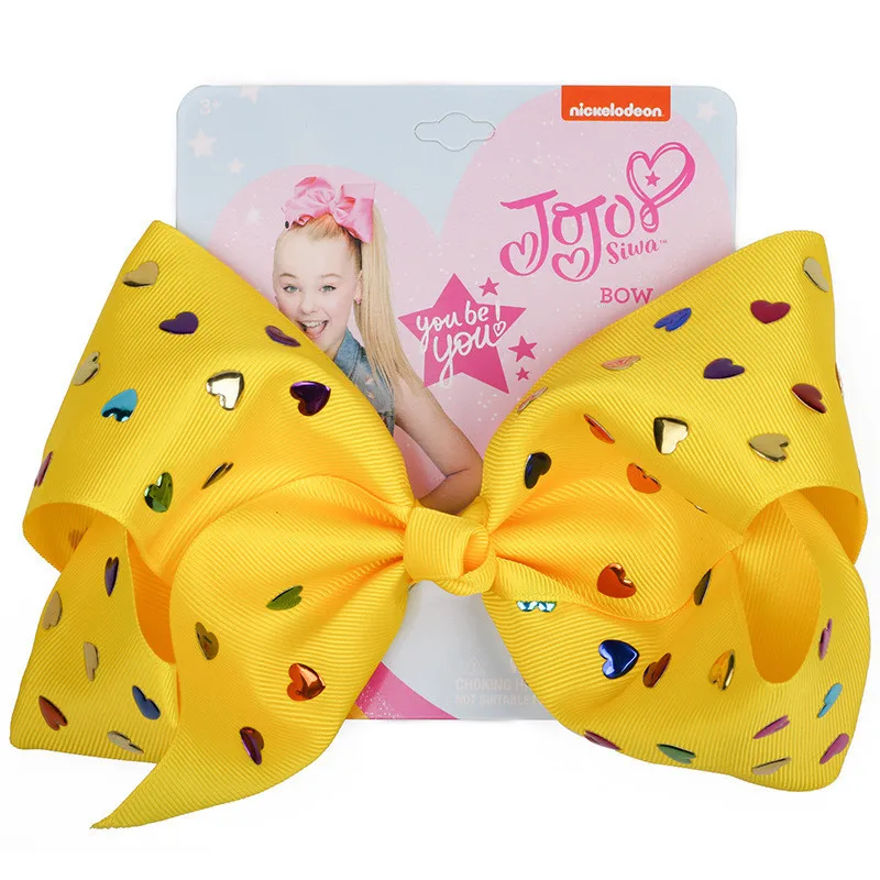 Банты для волос Jojo Siwa с зажимами Аллигатор шпильки блестками и сердечками модные