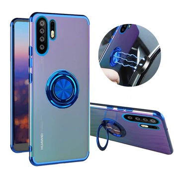

Magnetic Finger Ring Soft Silicone Case for Huawei Mate 10 20 30 Cover for Huawei P20 P30 P40 Lite E Pro Plus Plating Phone Case