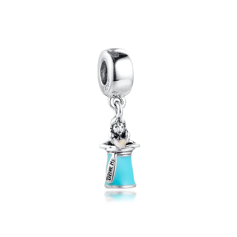 Подходит для Pandora Бусы Браслеты Алиса в бутылке амулеты 100% настоящая 925