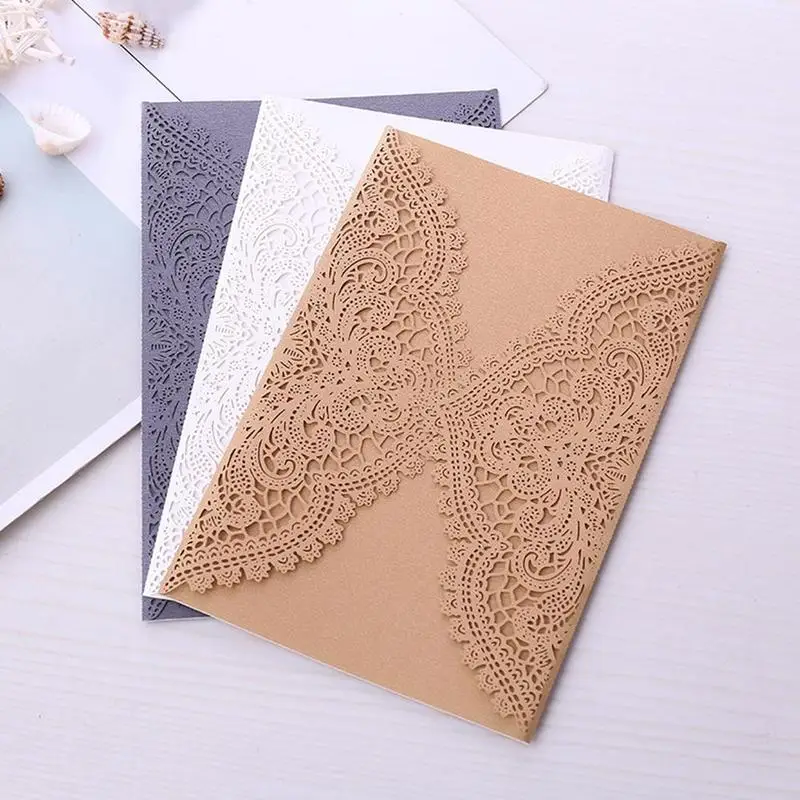  10pcs/set New Double-sided Paper Western-style Hollow Wedding Invitation Invitation Laser Cut Paper - 4.00033E+12