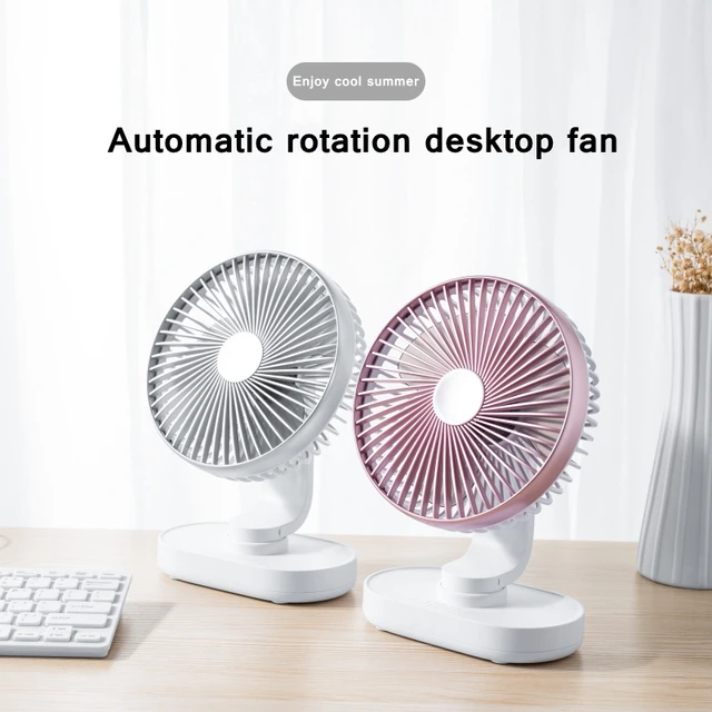 Electric USB Auto Rotation Desktop Fan 3600mAh Rechargeable Air Cooling Conditioner 4 Speed Wind Silent Portable for Home Office 1