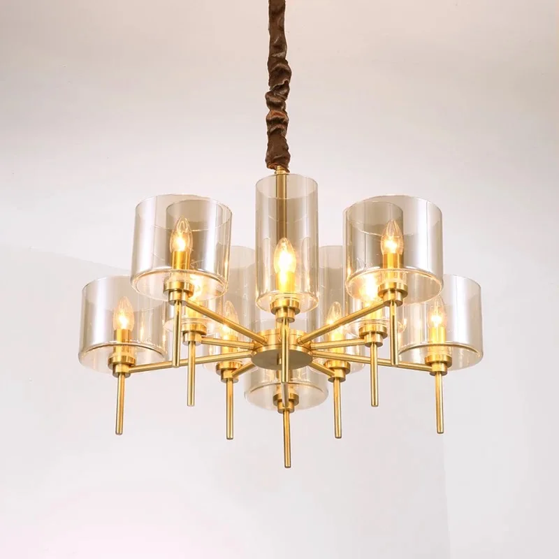 

Постмодернистская Роскошная медная простая стеклянная люстра искусство Гостиная Кабинет вилла модель комнатная люстра