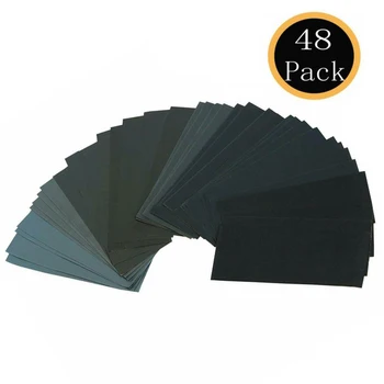 

48Pcs Sandpaper Silicon Carbide Replacement Grit Set Crafts Car body Durable