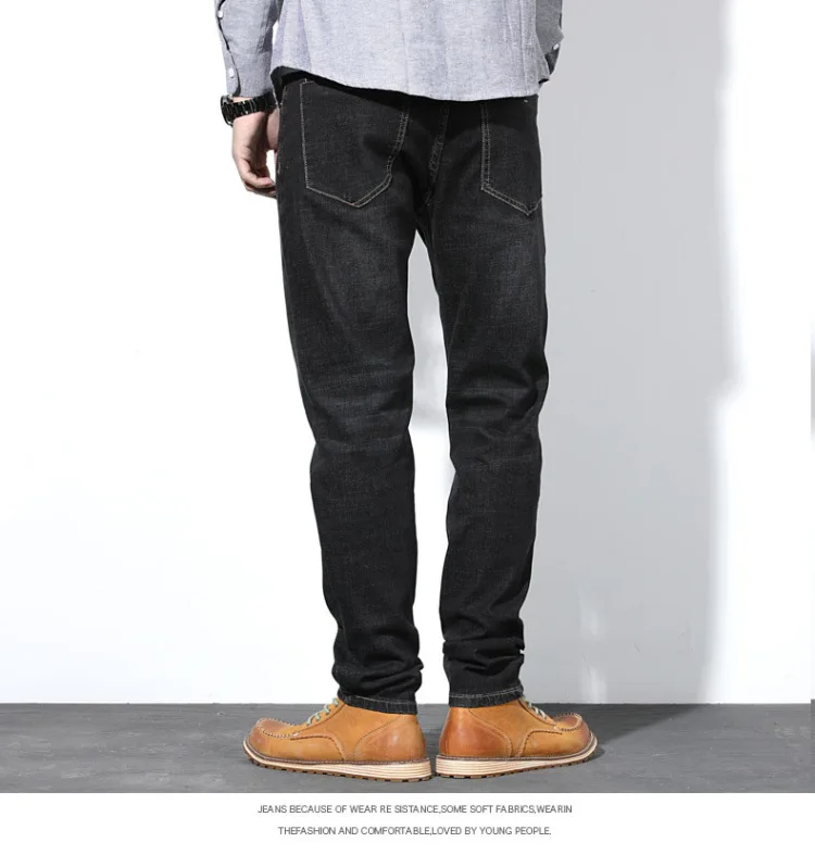 9003 BLACK USA SIZE Весенние Стрейчевые джинсы больших размеров 29-44 46 48 прямые мужские джинсы известного бренда - Цвет: 9003 BLACK USA SIZE