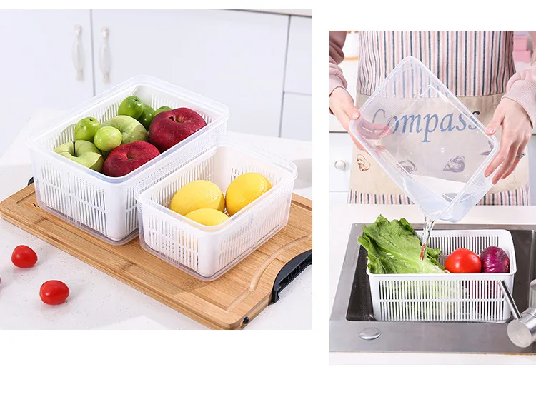 Напрямую от производителя кухонных квадратный Слив Корзина бытовой двухслойная с крышкой и овощной корзина для хранения фруктов целые