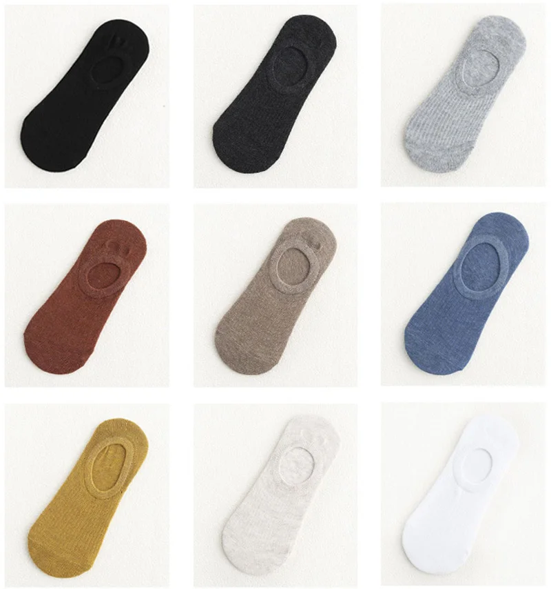 5 Pairs Woman Silicone Non-slip Invisible Socks Summer  Cotton Ankle Solid Color Boat Women's Slippers 35-40EUR Short Socks Lot