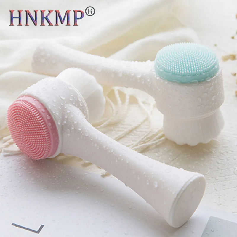 

HNKMP Facial Cleanser Brush Double-sided Silicone Skin Care Tool Silicone Face Brush Pore Cleaner Exfoliator Blackhead Remover