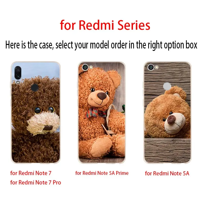 Милый плюшевый мишка мягкий чехол для Xiaomi Redmi Note 8 7 6 5 Pro 8a 6pro 6a s2 5a 4a 5plus y3 Coque Funda Etui