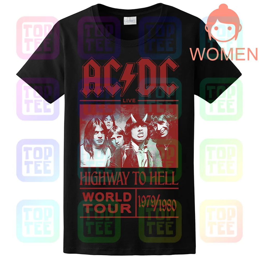 AC/DC Футболка Highway To Hell World Tour 1979/1980 все размеры официальный логотип - Цвет: WOMEN-BLACK