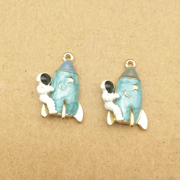 

10pcs 13x19mm enamel spaceman on rocket charm for jewelry making and crafting fashion earring pendant bracelet necklace charm