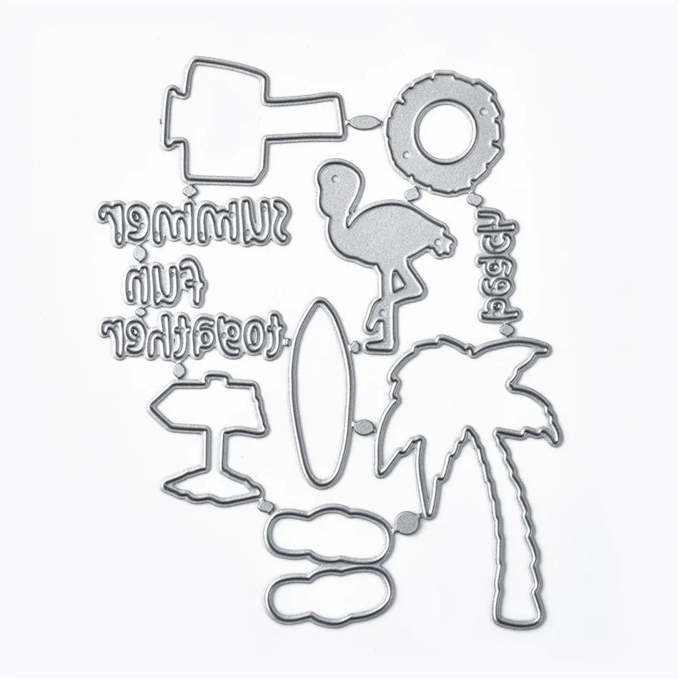YaMinSanNiO Summer Fun Words Dies Beach Vacation Series Metal Cutting Dies for Cards Making Scrapbooking Embossing Decor Stencil