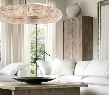 

American Crystal Chandelier Creative Living room Led Lighting Nordic style household Doughnut Chandelier Light luxury Hotel lobb