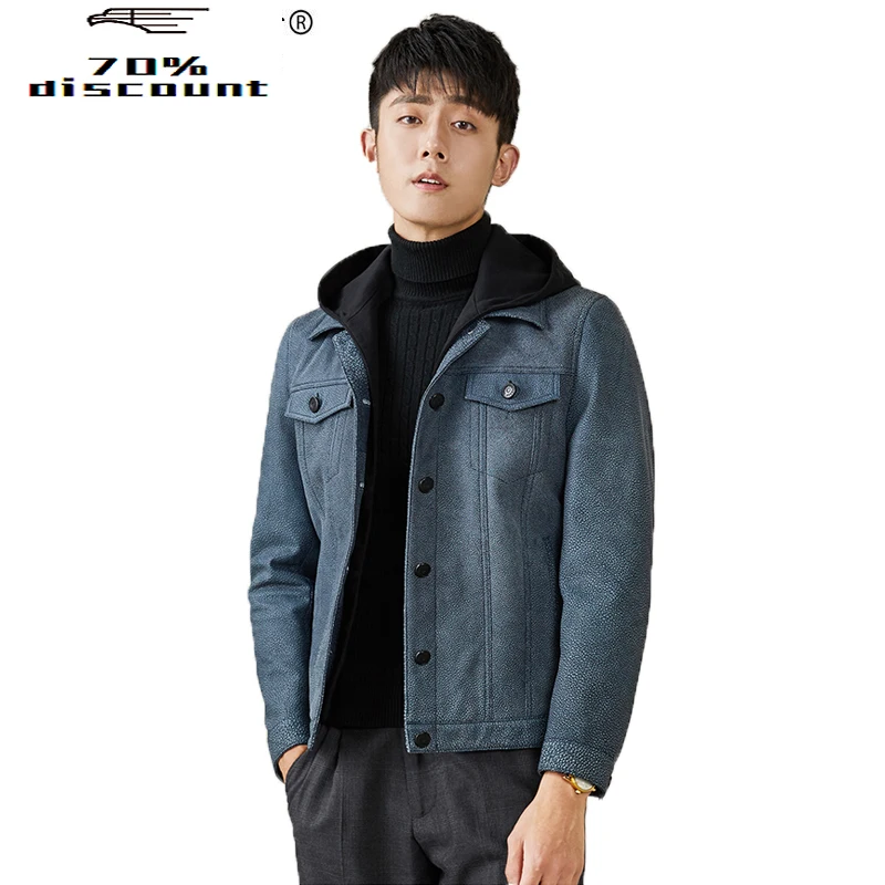 

Genuine Cow Leather Jacket Men Autumn Winter Short Cowhide Leather Jackets Coat Blouson Cuir Homme MG-2800040 KJ2328