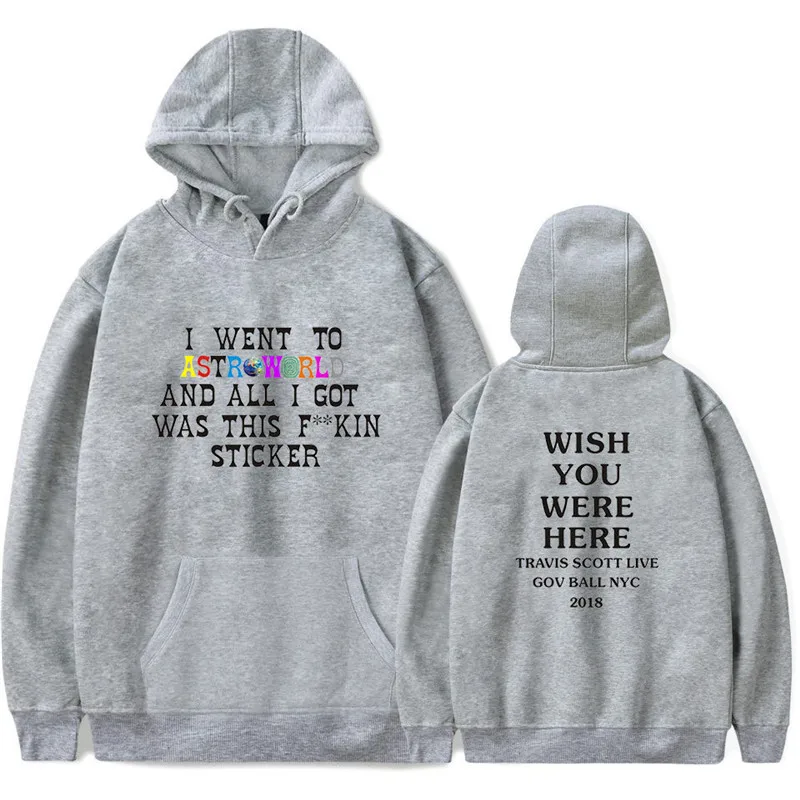 С изображением Трэвиса Скотта ASTROWORLD WISH YOU WAS HERE Hoodies модная толстовка с текстовым принтом в уличном стиле мужской пуловер Толстовка