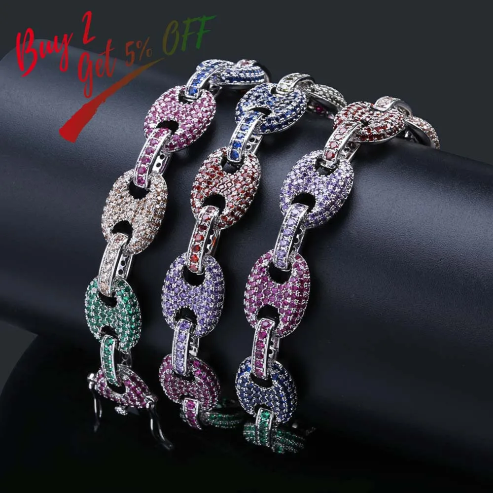 アクセサリー glitter 19mm iced out chain 60cm Iced Out Bling 19mm Rectangle CZ Heavy Chunky Cuban Link