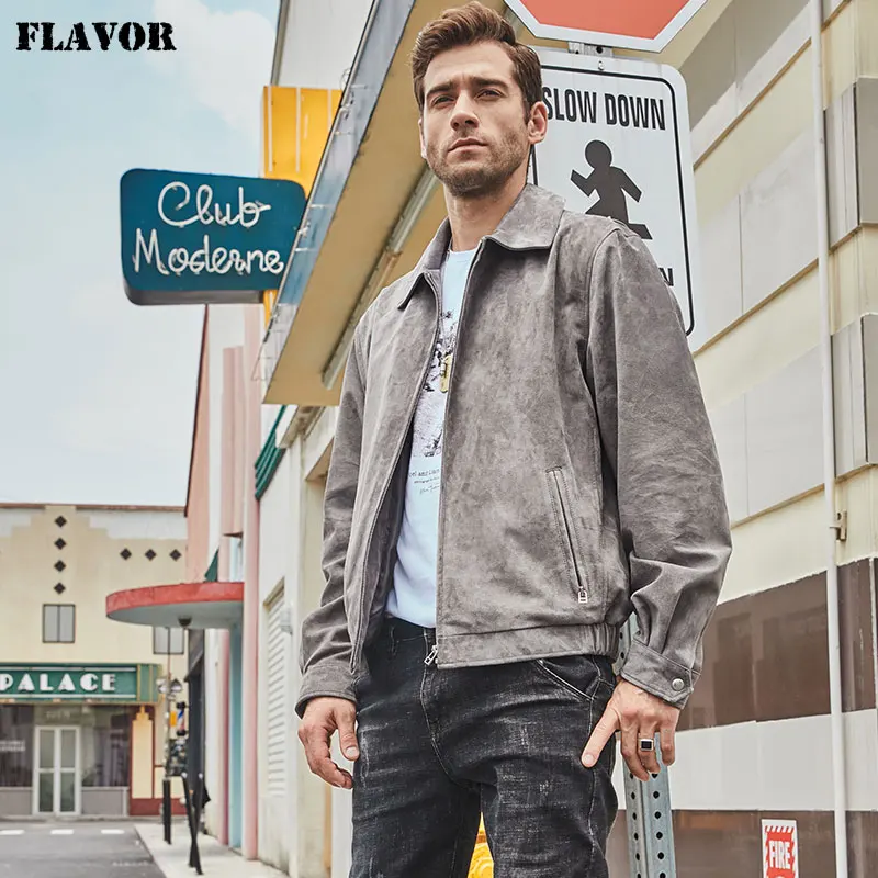 Cappotto Bomber in pelle di cinghiale con giacca in vera pelle da uomo nuovo sapore 3