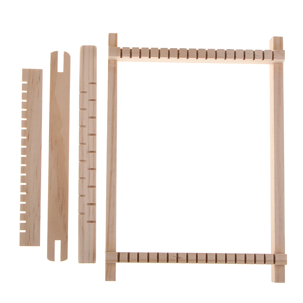 Children Kids Wooden Weaving Knitting Shuttle Loom Tapestry Hand-Knitted Machine DIY Craft Hand-Knitted Toy