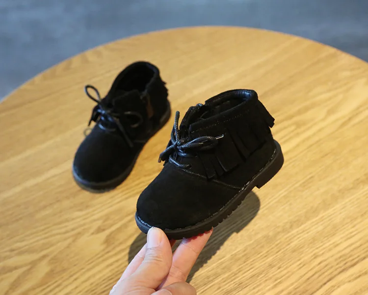 Children's Fringed Genuine Leather Toddler Shoes Baby 1-2 Years Old Baby Soft Bottom Toddler Snow Boots