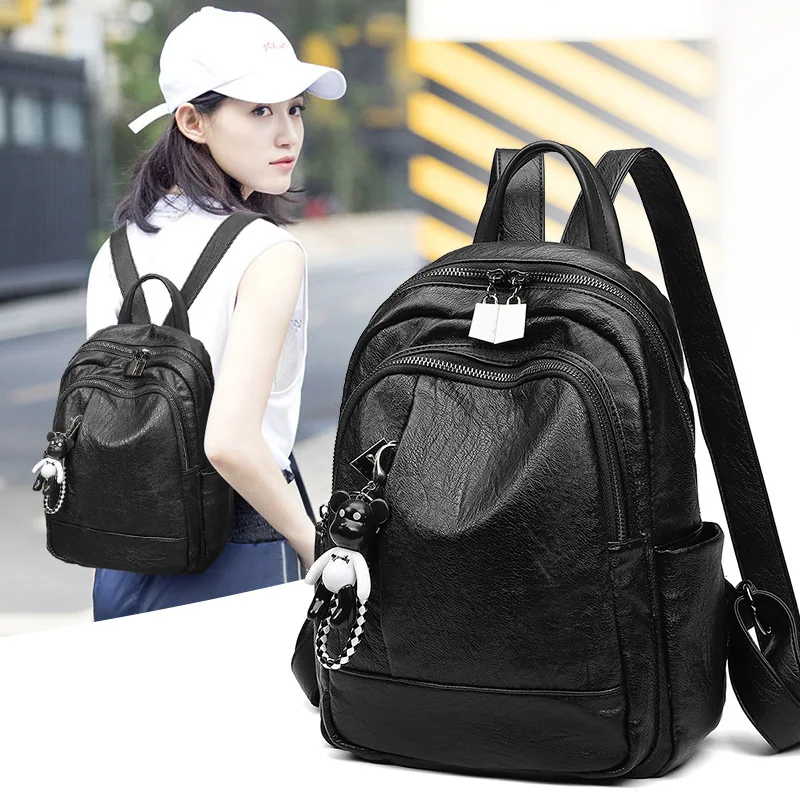 Рюкзак женский стиль корейский стиль veritile Модный мягкий кожаный Простой тренд повседневный рюкзак школьный