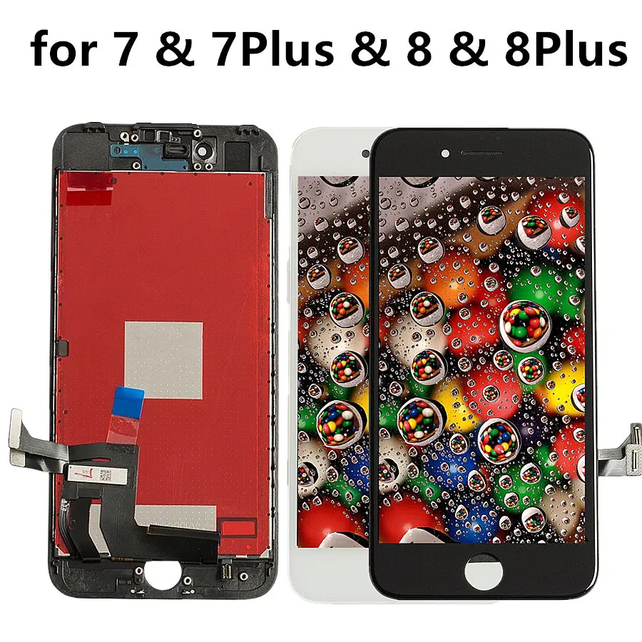 Comprar Nueva mejor pantalla LCD para iPhone 7 7 Plus pantalla digitalizadora táctil montaje completo para iPhone 8 Plus teléfono móvil reparación blanco y Negro