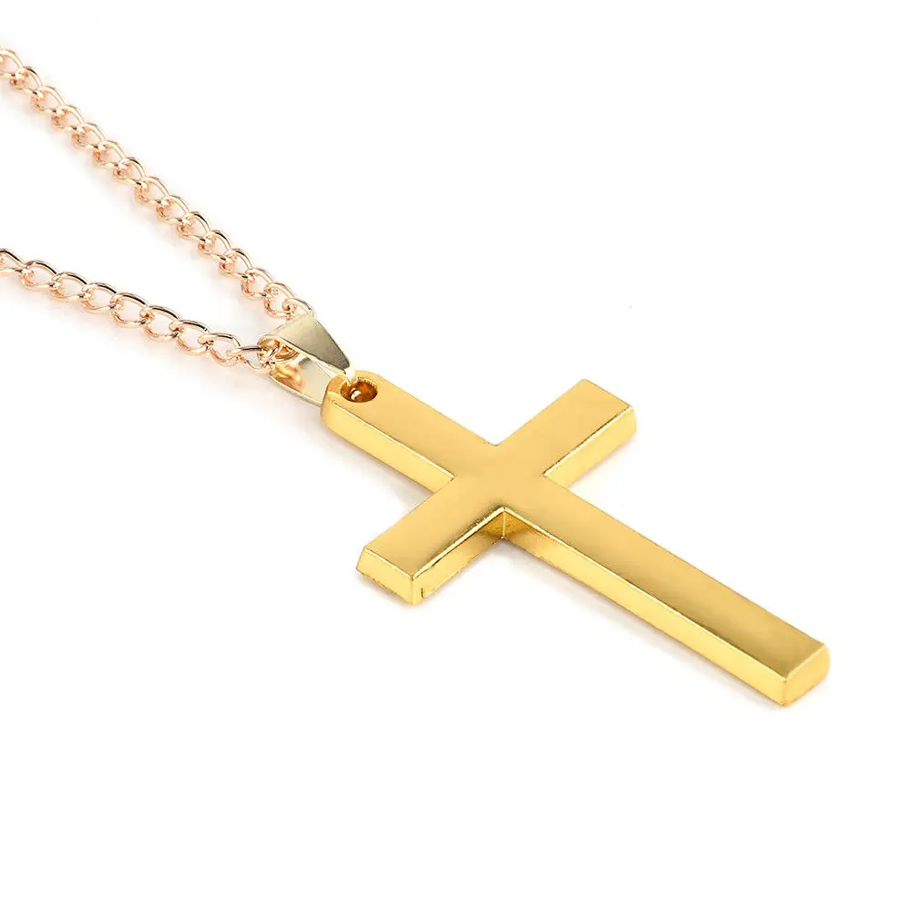 Fashion Cross Pendant Necklace Women Men Stainless Steel Link Chain Charm Necklace Cool Boys Girls Punk Hip Hop Jewelry Gift 