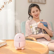 280ml Cute Pig USB Air Humidifier with LED Lights Ultrasonic Car Humidifiers Mist Maker Mini Office Cartoon Air Purifier gxz energy bottle usb ultrasonic humidifier 1200mah battery led lights air humidifiers mist maker mini home cup air purifier